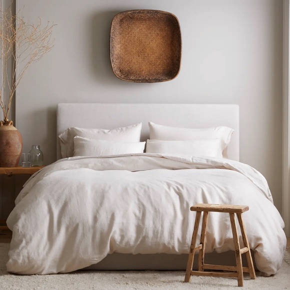 NWOT QUINCE European Linen Duvet Cover Full/Queen Sand 5868 - Picture 4 of 11